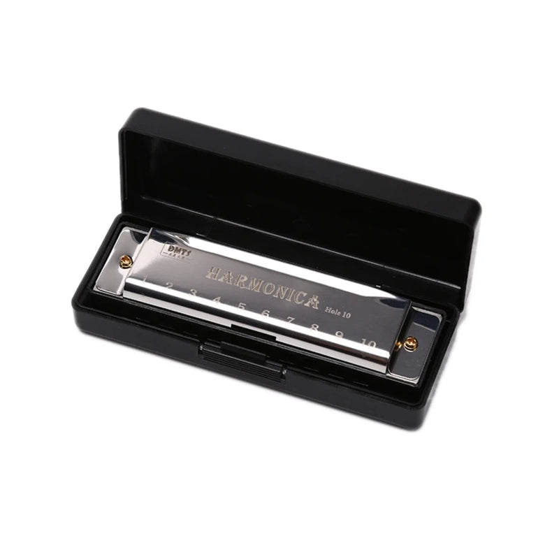 Hohner harmonica in a black case on a white background